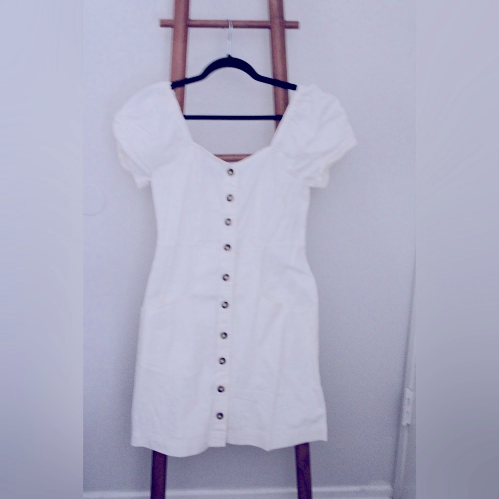 White, Madewell Dress w/ Buttons.